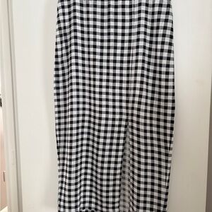 Industry  Black and White Checkered Pencil Skirt with Slit.
